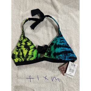 TYR Swim Top, Mojave Tie DyeHalter Bra w/Pads, Size Medium